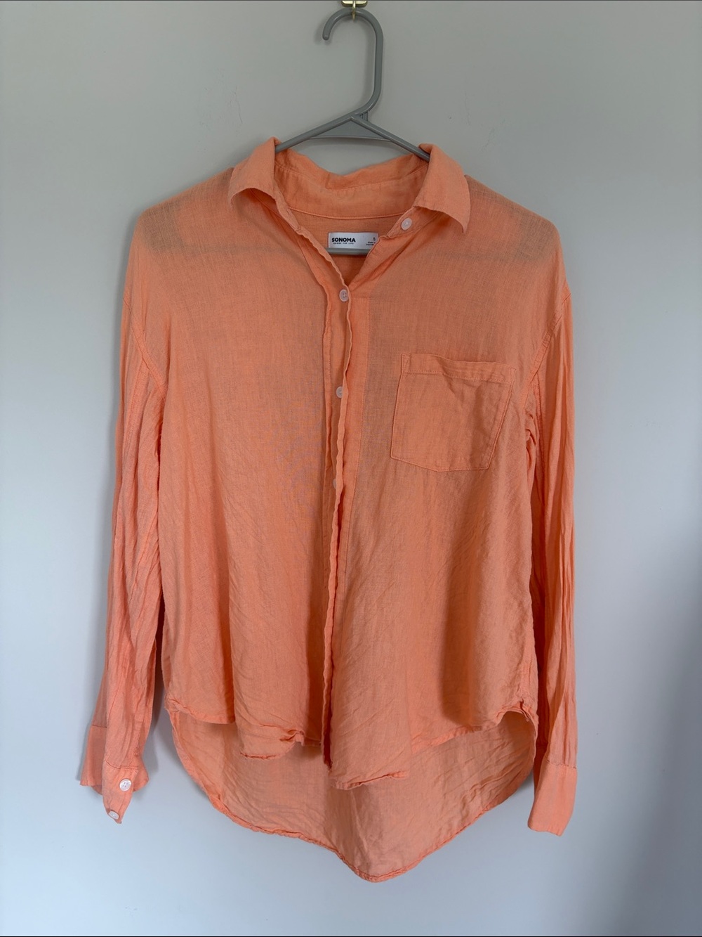 Sonoma Women’s Peach-Orange Long-Sleeve Button-Down Shirt